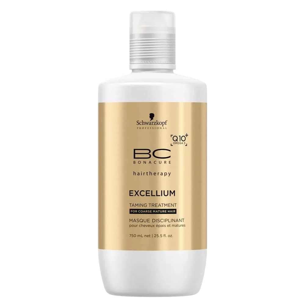 BC Bonacure EXCELLIUM Taming Treatment with Q10+ Omega-3, 25.5-Ounce | Nourishes & Tames Coarse Hair, Preserves Color, Supports Youthful Vitality