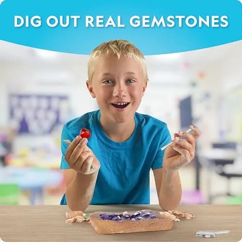 NATIONAL GEOGRAPHIC Mega Gemstone Dig Kit 700g (0.7kg) | Dig Up 15 Real Gemstones and Crystals thumbnail 2