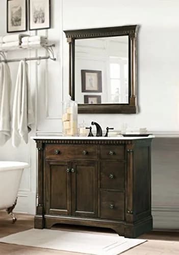 Legion Furniture Bathroom Mirror, 24" Coffee Bean | Antique Coffee Finish Bathroom Decor thumbnail 1