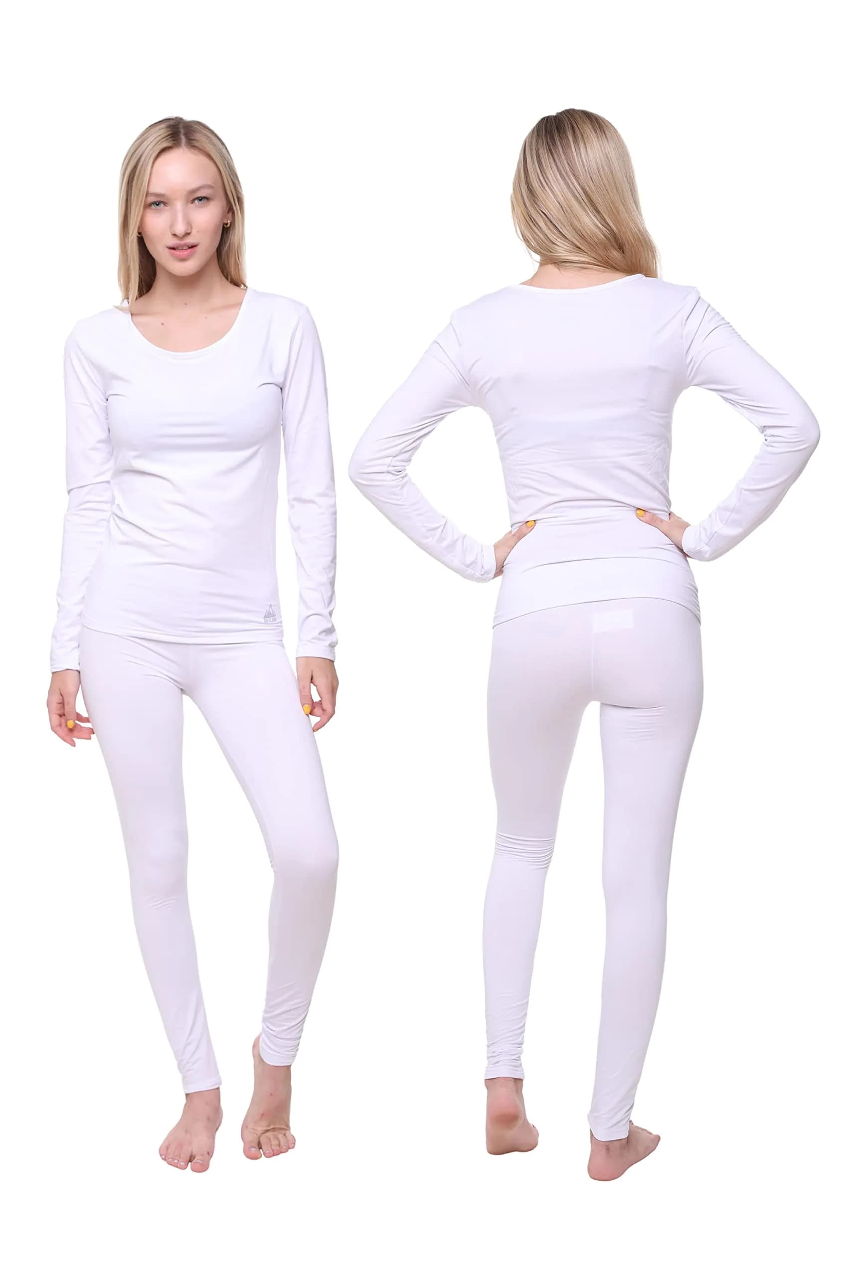 Ultra Dry Women Thermal Set, Lightweight Ultra Soft Fleece Shirt & Tights, White, XL | Snug Fit for Cold Weather - main product image