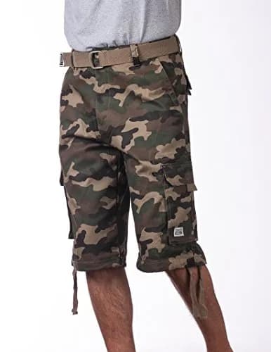 Pro Club Men's Cotton Twill Cargo Shorts with Belt, 34" | Classic Loose Fit, Durable & Breathable thumbnail 2