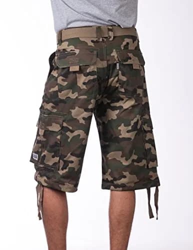 Pro Club Men's Cotton Twill Cargo Shorts with Belt, 34" | Classic Loose Fit, Durable & Breathable thumbnail 3