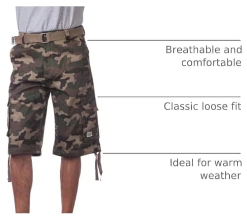 Pro Club Men's Cotton Twill Cargo Shorts with Belt, 34" | Classic Loose Fit, Durable & Breathable thumbnail 4