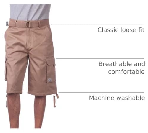 Pro Club Men's Cotton Twill Cargo Shorts with Belt, 36" | Classic Loose Fit, Durable & Breathable thumbnail 4