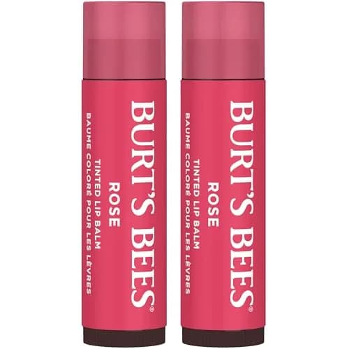 Burt's Bees Tinted Lip Balm Red Dahlia 2-Pack | Natural Origin, 8-Hour Moisture — Rose / (0.3 Ounce)
