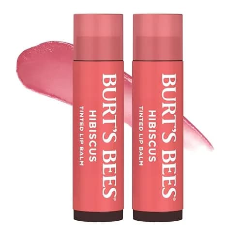 Burt's Bees Tinted Lip Balm Red Dahlia 2-Pack | Natural Origin, 8-Hour Moisture — Hibiscus