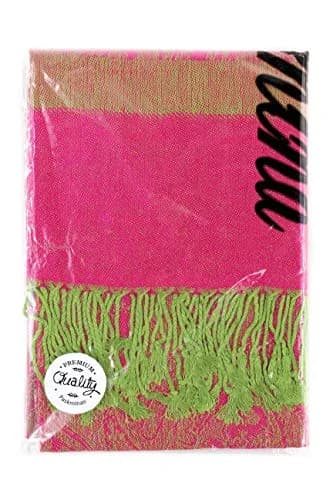 PASKMLNA Paisley Jacquard Pashmina Feel Shawl Wrap Scarf Stole (018-127Hotpink green) | Luxurious, breathable, versatile thumbnail 7