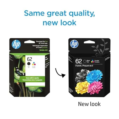 HP 62 Black/Tri-Color Ink Cartridges (2-Pack) | 200 Pages Black, 165 Pages Color | Genuine USA Import thumbnail 2