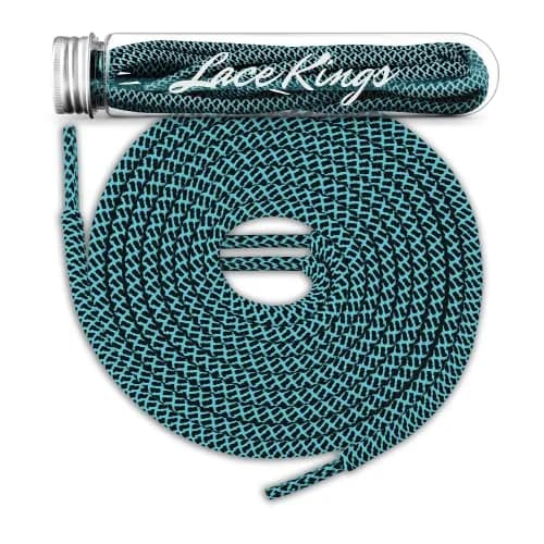 Lace Kings Round Shoelaces (Teal/Black - 91 cm) | Thick Polyester Athletic Laces for Sneakers thumbnail 1
