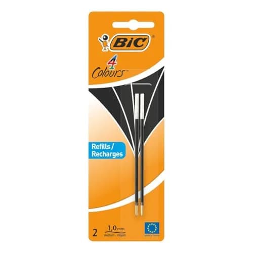 BIC Ballpoint Pen 4 Colours | Refillable, 2 Items, European Quality, Long-lasting ink thumbnail 1
