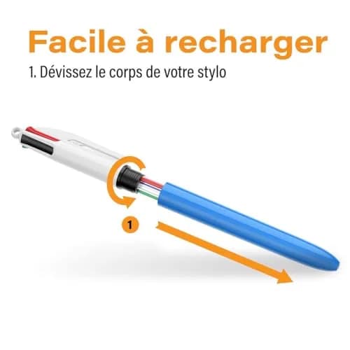BIC Ballpoint Pen 4 Colours | Refillable, 2 Items, European Quality, Long-lasting ink thumbnail 5