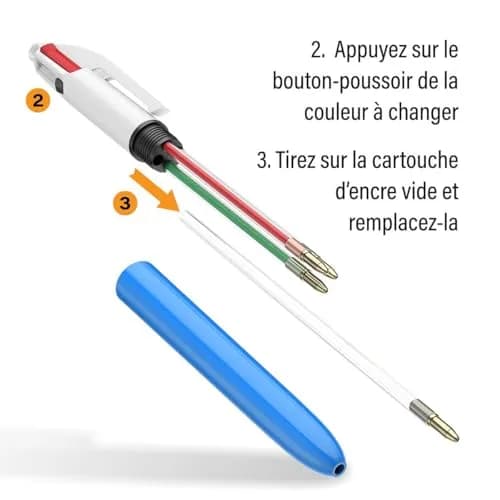 BIC Ballpoint Pen 4 Colours | Refillable, 2 Items, European Quality, Long-lasting ink thumbnail 6