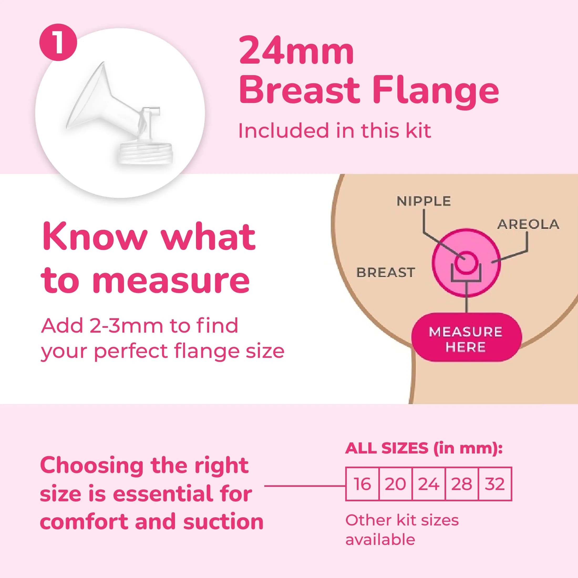 Spectra Wide Breast Shield Set Medium 24mm | BPA-Free Replacement Flange for Spectra Breast Pumps - view 8