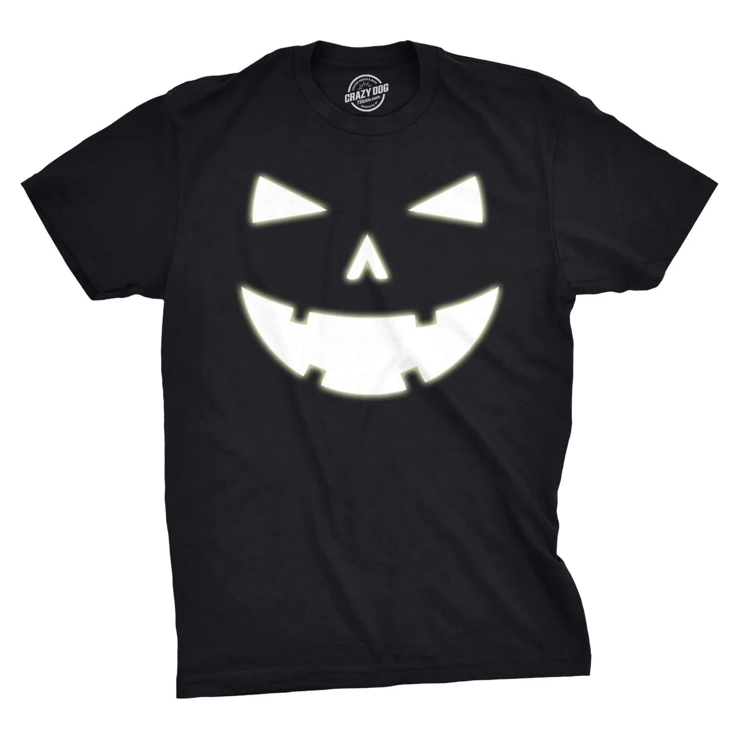Crazy Dog T-Shirts Halloween Mens Happy Tooth Pumpkin Face Glow in The Dark Tees Black 5XL | Spooky, Funny & Comfortable