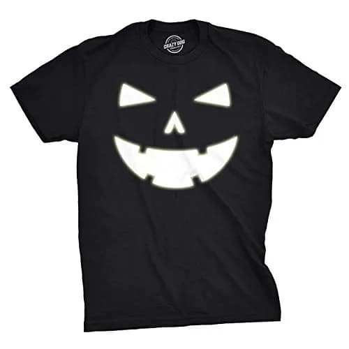 Crazy Dog T-Shirts Halloween Mens Happy Tooth Pumpkin Face Glow in The Dark Tees Black 5XL | Spooky, Funny & Comfortable thumbnail 1