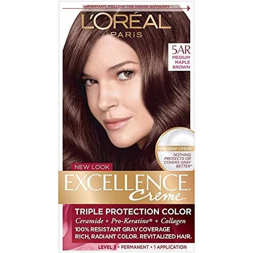 L'Oreal Excellence Creme - 5AR Velvet Brown (Medium Maple Brown) 3 Pack | Permanent Hair Color Kit for Home Use thumbnail 1