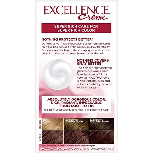 L'Oreal Excellence Creme - 5AR Velvet Brown (Medium Maple Brown) 3 Pack | Permanent Hair Color Kit for Home Use thumbnail 2