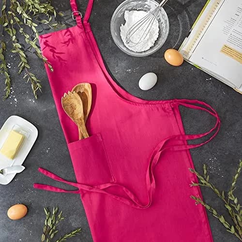 DII Neon Pink Chef Apron | Unisex Cotton Kitchen Essential (28in x 32in) thumbnail 6
