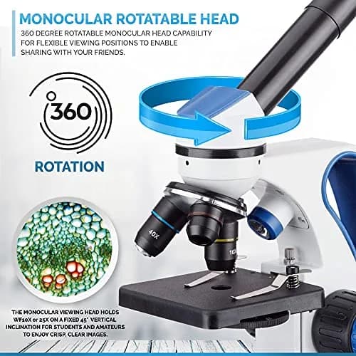 AmScope M162C-2L-PB10-WM 1000X Microscope Kit for Education & Home Use | All-Metal Durable Design thumbnail 6