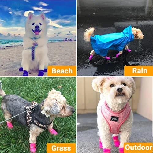 Cdycam Black Rubber Dog Paw Protectors | Waterproof Anti-Slip Rain Boots for Small to Large Paws (XL: 7.6cm L x 6.1cm W) thumbnail 5