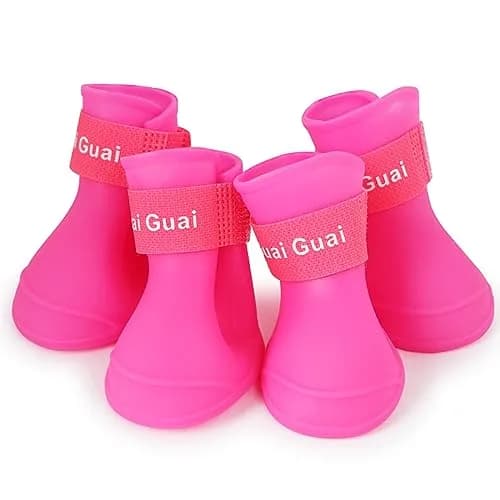 Cdycam Cute Little Pet Dog Puppy Rain Snow Boots Shoes Booties Candy Colors Rubber Waterproof Anti-Slip (Rose Red, X-Large) thumbnail 8