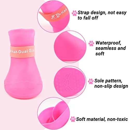 Cdycam Cute Little Pet Dog Puppy Rain Snow Boots Shoes Booties Candy Colors Rubber Waterproof Anti-Slip (Rose Red, X-Large) thumbnail 3