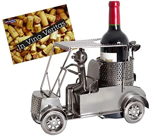 BRUBAKER Wine Bottle Holder Statue Golfer in A Golf Cart | Unique Golf & Wine Decor, Recycled Metal, 12.01 inches thumbnail 1