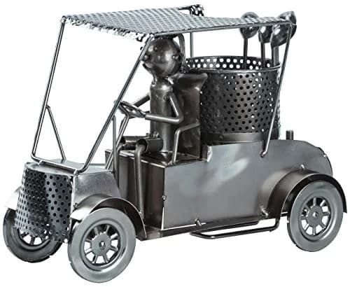 BRUBAKER Wine Bottle Holder Statue Golfer in A Golf Cart | Unique Golf & Wine Decor, Recycled Metal, 12.01 inches thumbnail 2
