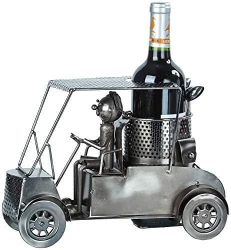 BRUBAKER Wine Bottle Holder Statue Golfer in A Golf Cart | Unique Golf & Wine Decor, Recycled Metal, 12.01 inches thumbnail 3