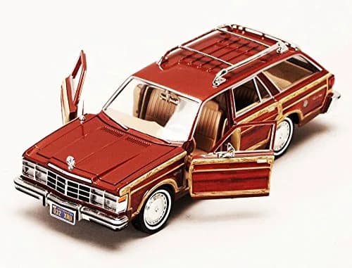 Motormax 1/24 Scale Diecast Model Car Chrysler LeBaron Town & Country Wagon, Red with Woodie Siding | 8" Length, Opening Doors & Hood thumbnail 6