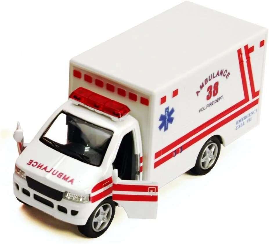 KiNSMART Rescue Team Ambulance 12.7cm (5") Die Cast Metal with Pullback Action | ASTM-Tested Toy Vehicle thumbnail 3