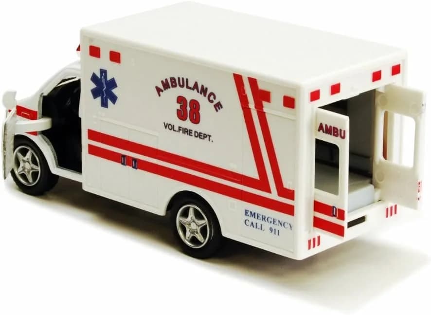 KiNSMART Rescue Team Ambulance 12.7cm (5") Die Cast Metal with Pullback Action | ASTM-Tested Toy Vehicle thumbnail 5