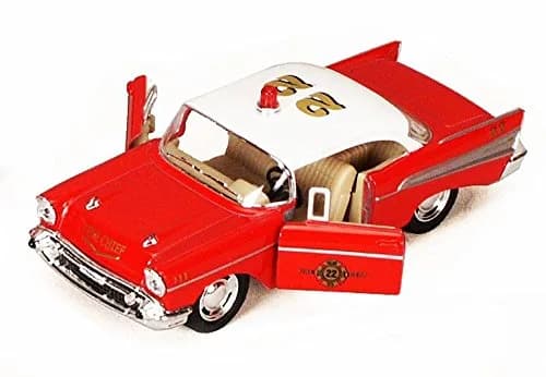 KiNSMART 1957 Chevy Bel Air Coupe 1:40 Scale 5" Die Cast Metal Classic Toy Car (Rescue Fire) | Authentic Miniature Collectible thumbnail 1