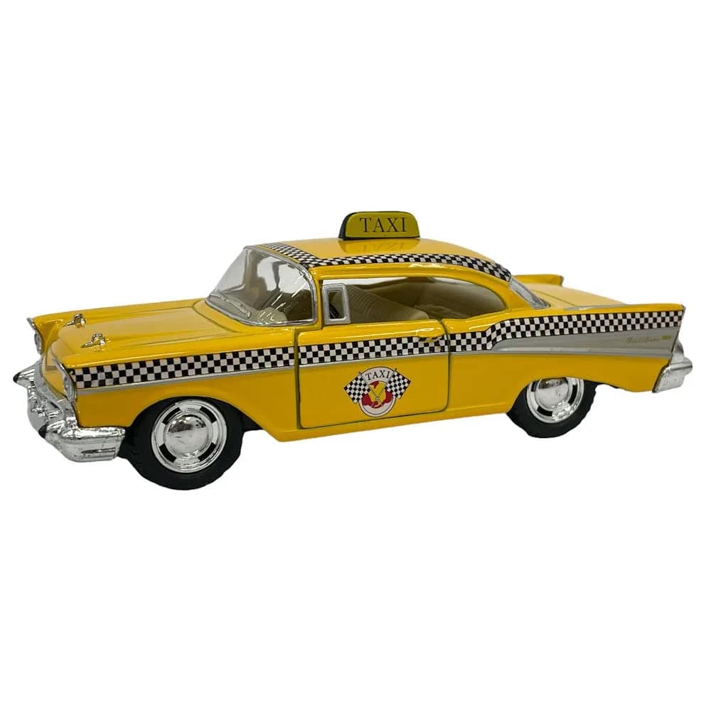 KiNSMART 1957 Chevy Bel Air Coupe 1:40 Scale 5" Die Cast Metal Classic Toy Car (Taxi) | Authentic Miniature with Pull-Back Action