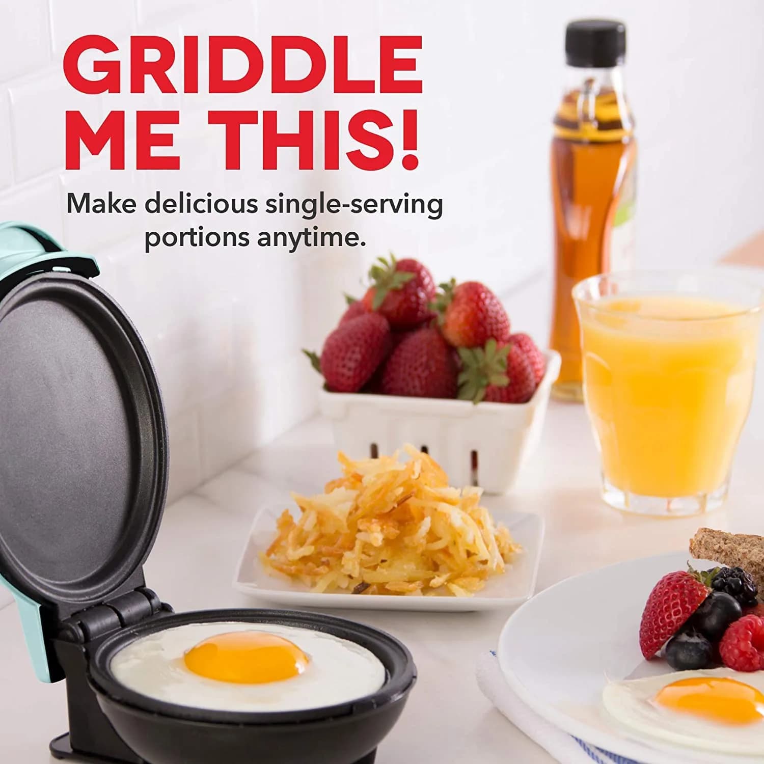 Dash Mini Maker Griddle, 4 Inch Nonstick Cooking Surface, Aqua thumbnail 2
