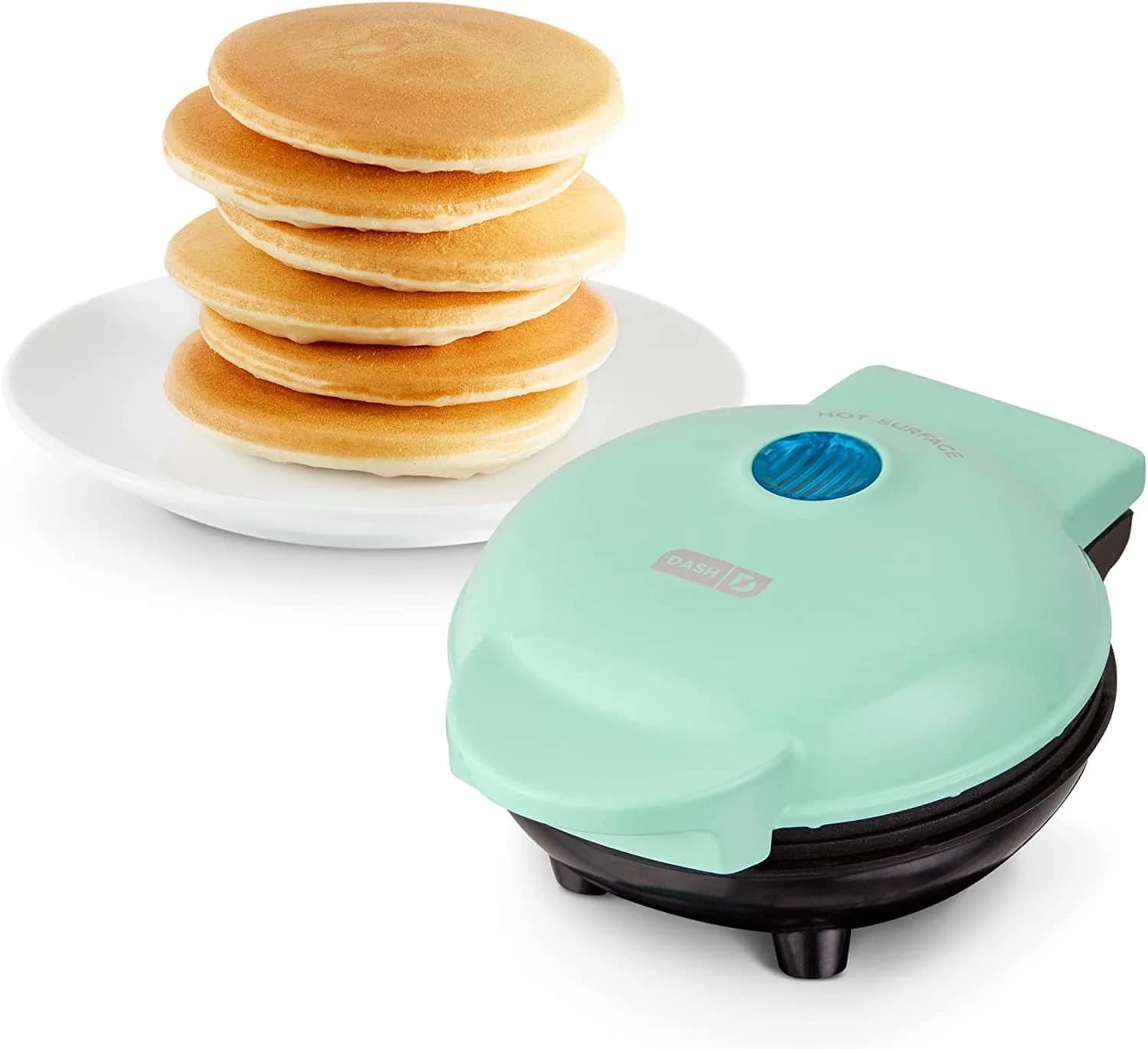 Dash Mini Maker Griddle 4 Inch Red | Compact Electric Pancake Maker for Quick Breakfasts — Aqua