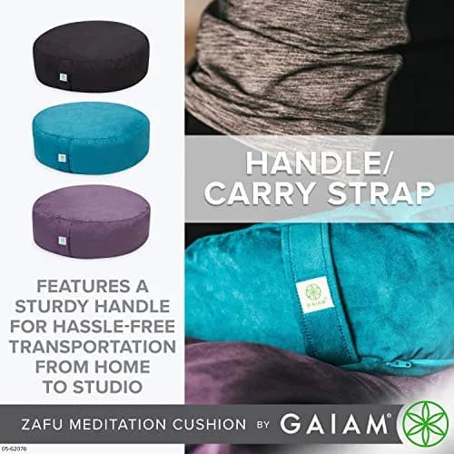 Gaiam Zafu Meditation Cushion Buckwheat Hull 38cm (15") Round | Supports Spine Alignment for Deeper Meditation thumbnail 5