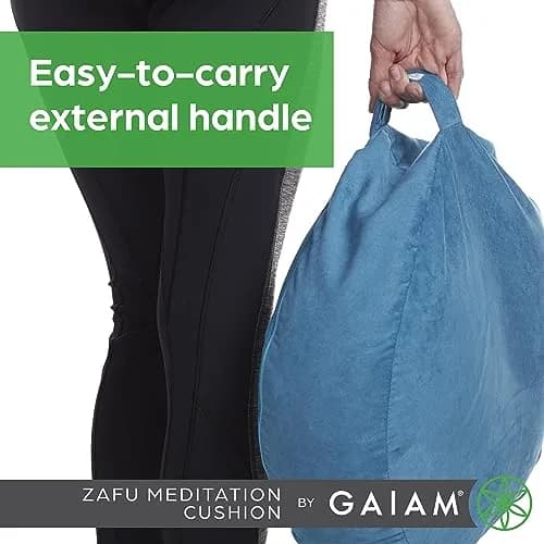 Gaiam Zafu Meditation Cushion Buckwheat Hull 38cm (15") Round | Supports Spine Alignment for Deeper Meditation thumbnail 7