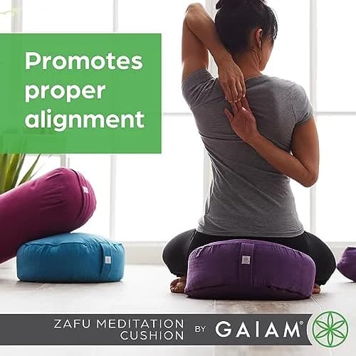 Gaiam Zafu Meditation Cushion Buckwheat Hull 38cm (15") Round | Supports Spine Alignment for Deeper Meditation thumbnail 2