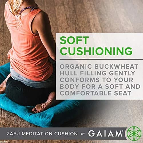 Gaiam Zafu Meditation Cushion Buckwheat Hull 38cm (15") Round | Supports Spine Alignment for Deeper Meditation thumbnail 3