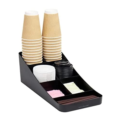 Mind Reader Countertop Condiment Station Organizer with 7 Compartments | Black, 7.25"L x 15.5"W x 5.25"H thumbnail 1
