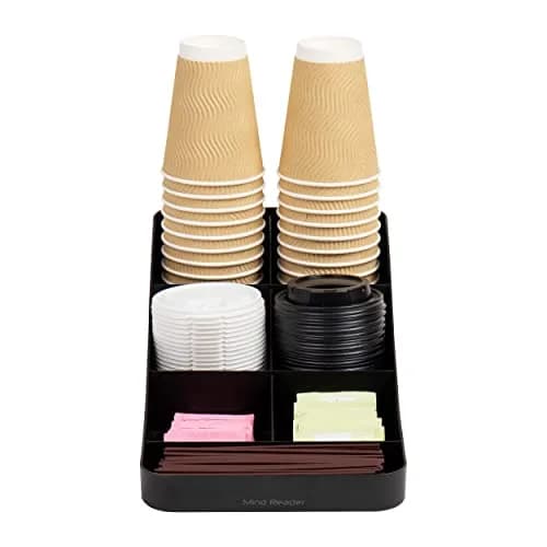 Mind Reader Countertop Condiment Station Organizer with 7 Compartments | Black, 7.25"L x 15.5"W x 5.25"H thumbnail 5