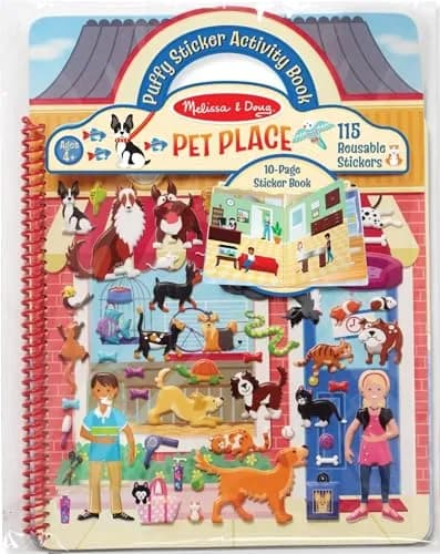 Melissa & Doug Pet Place Puffy Sticker Activity Book | Reusable Stickers & 10 Scenes thumbnail 1