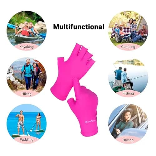 MelodySusie UV Gloves for Gel Nail Lamp, Professional Protection Fingerless Gloves (Neon Pink) | Protects Hands from UV Harm thumbnail 6