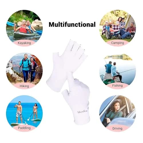 MelodySusie UV Gloves for Gel Nail Lamp, Professional UPF50+ UV Protection Fingerless Gloves (White) | Protects Hands from UV Harm thumbnail 6