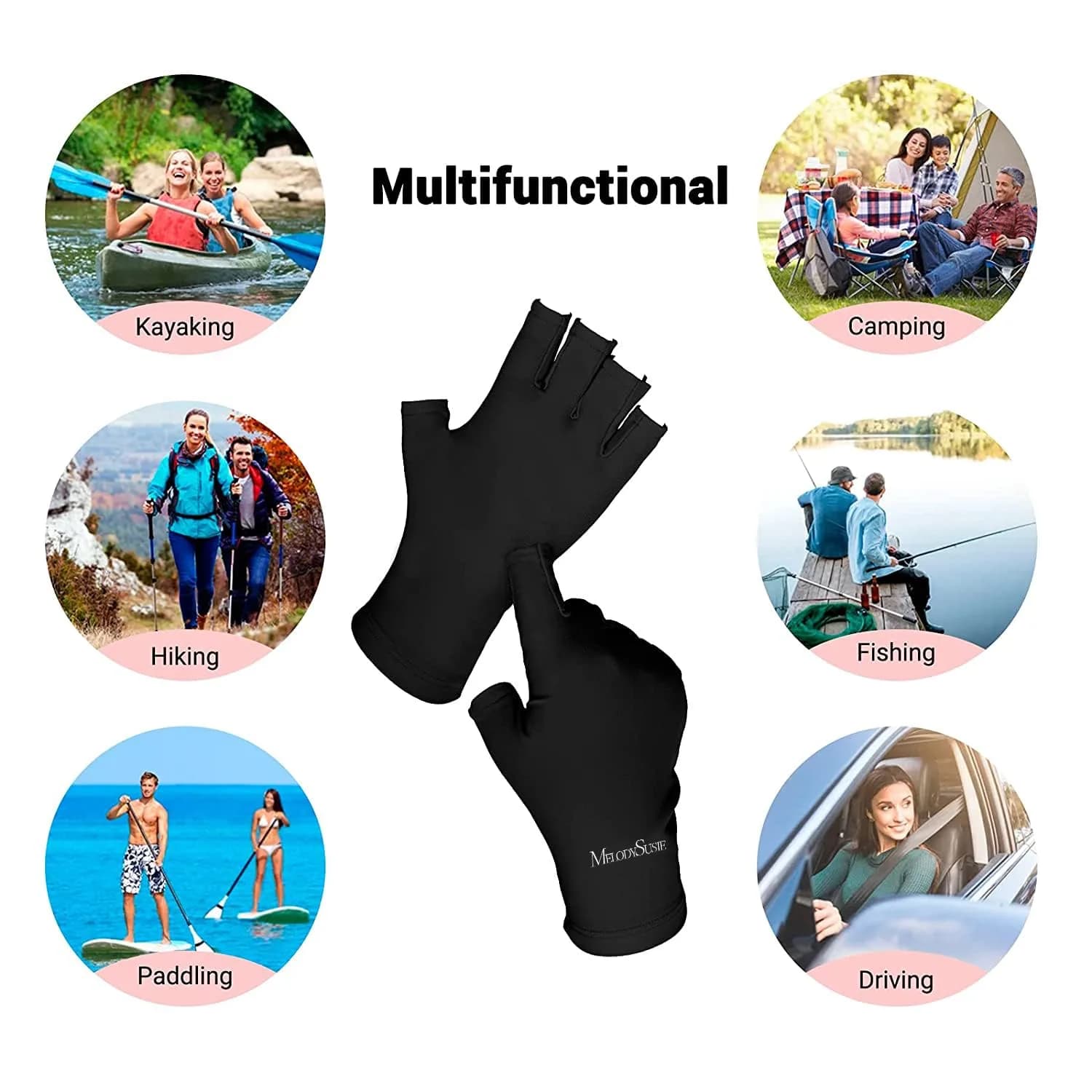 MelodySusie Fingerless UV Protection Gloves for Gel Nail Lamp - Black, 1 Count - view 4