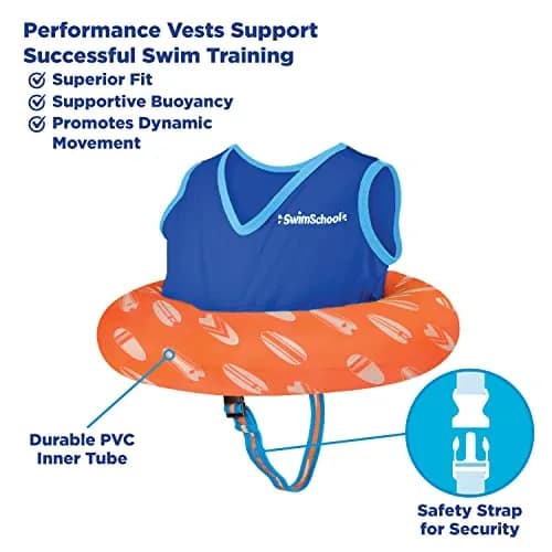 SwimSchool Deluxe Swim Trainer (Berry/Blue) | Heavy Duty Toddler Float Vest with Adjustable Safety Seat thumbnail 2
