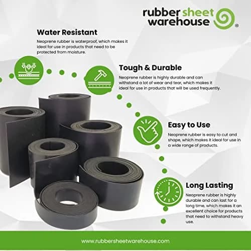 Rubber Sheet Warehouse Neoprene Rubber Sheet 1/16" (.062") Thick 10" x 10' | Strong, Flexible & Durable thumbnail 4