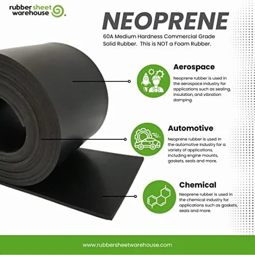 Rubber Sheet Warehouse Neoprene Rubber Sheet 1/16" (.062") Thick 10" x 10' | Strong, Flexible & Durable thumbnail 3