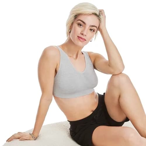 Hanes Women's Cozy Seamless Wire-Free Bra, Light Grey Heather, X-Large | Supportive, Comfortable & Seamless for Daily Wear thumbnail 5